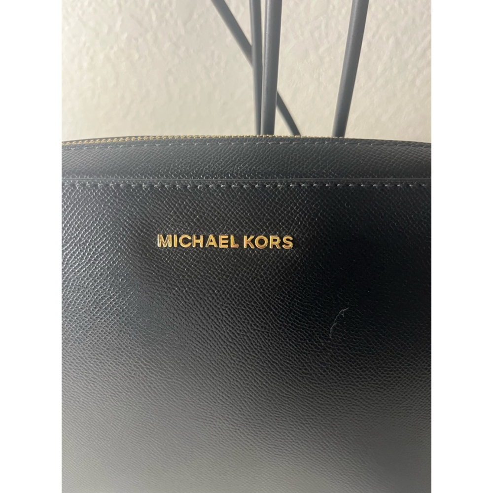 Michael Kors Ginny Leather Crossbody Bag Purse Black - Picture 2 of 9